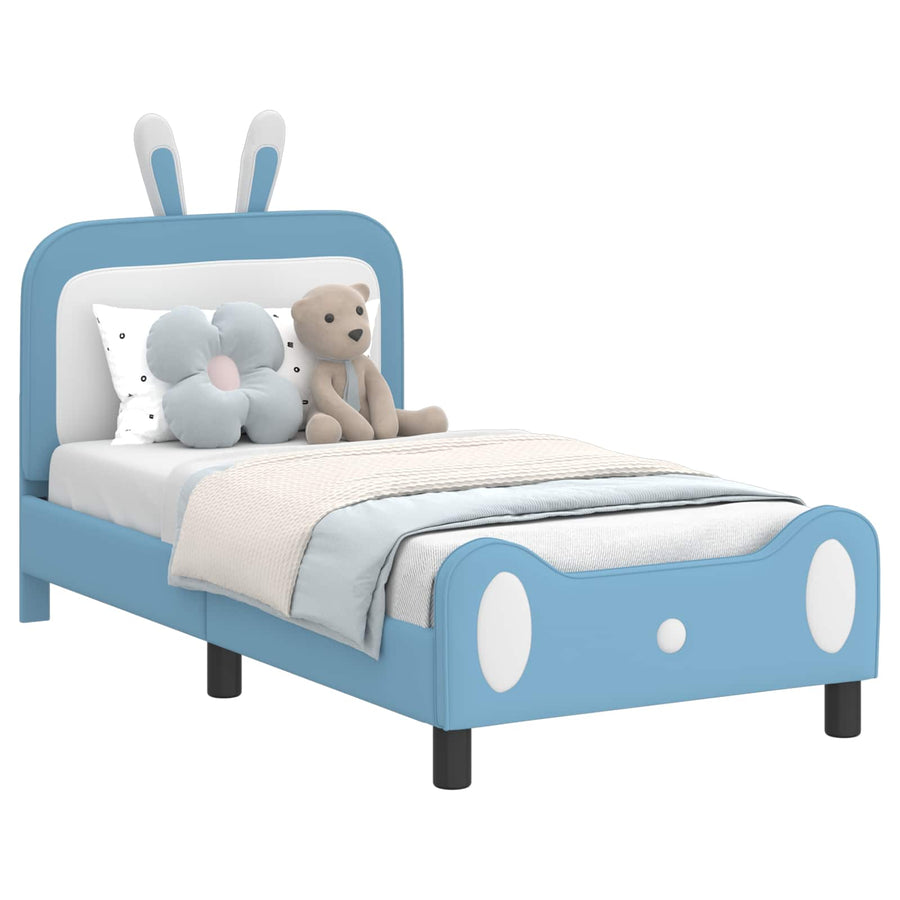 Bedframe voor kinderen met hoofdbord Blauw 80 x 160 cm PU
