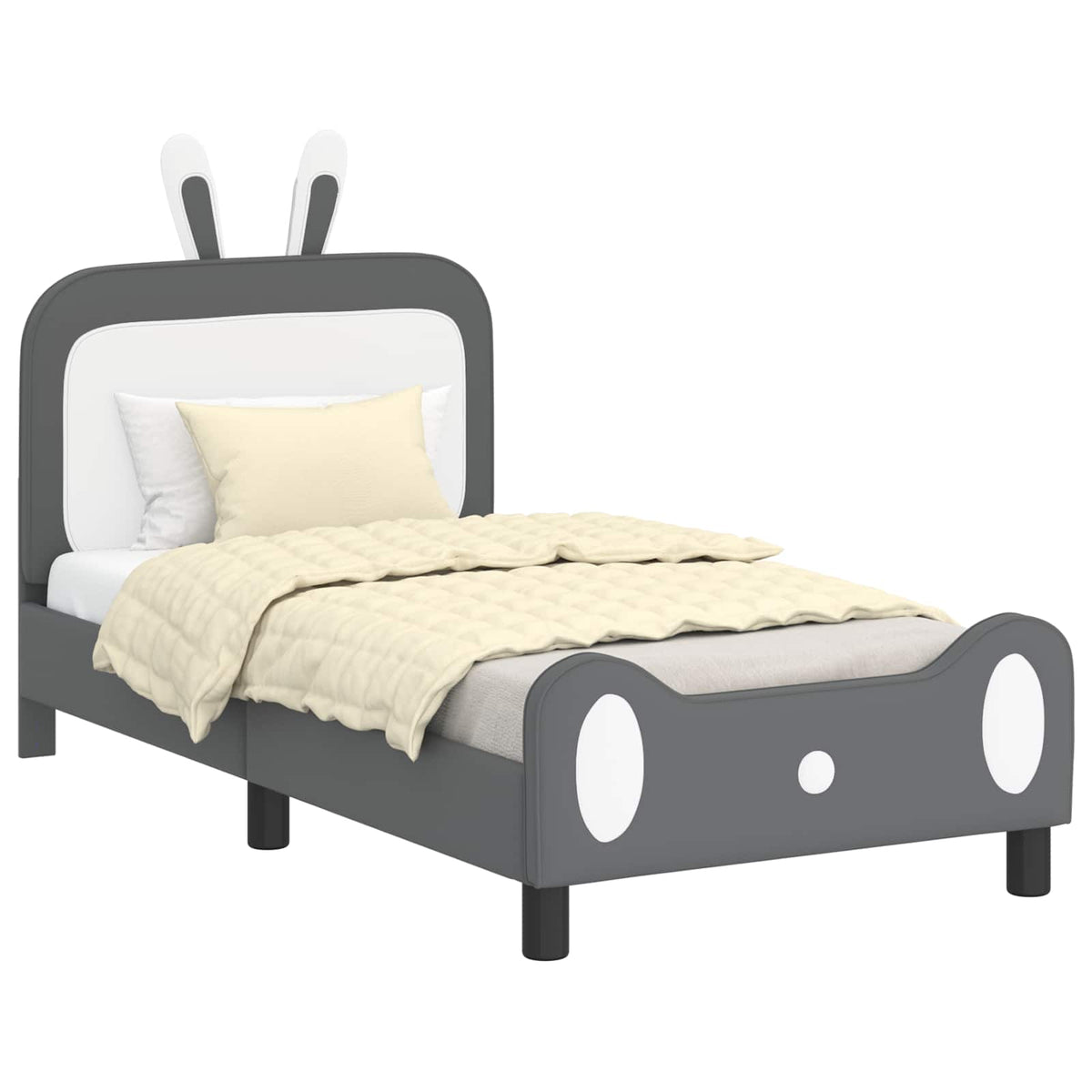 Bedframe voor kinderen met hoofdbord Lichtgrijs 80 x 160 cm PU