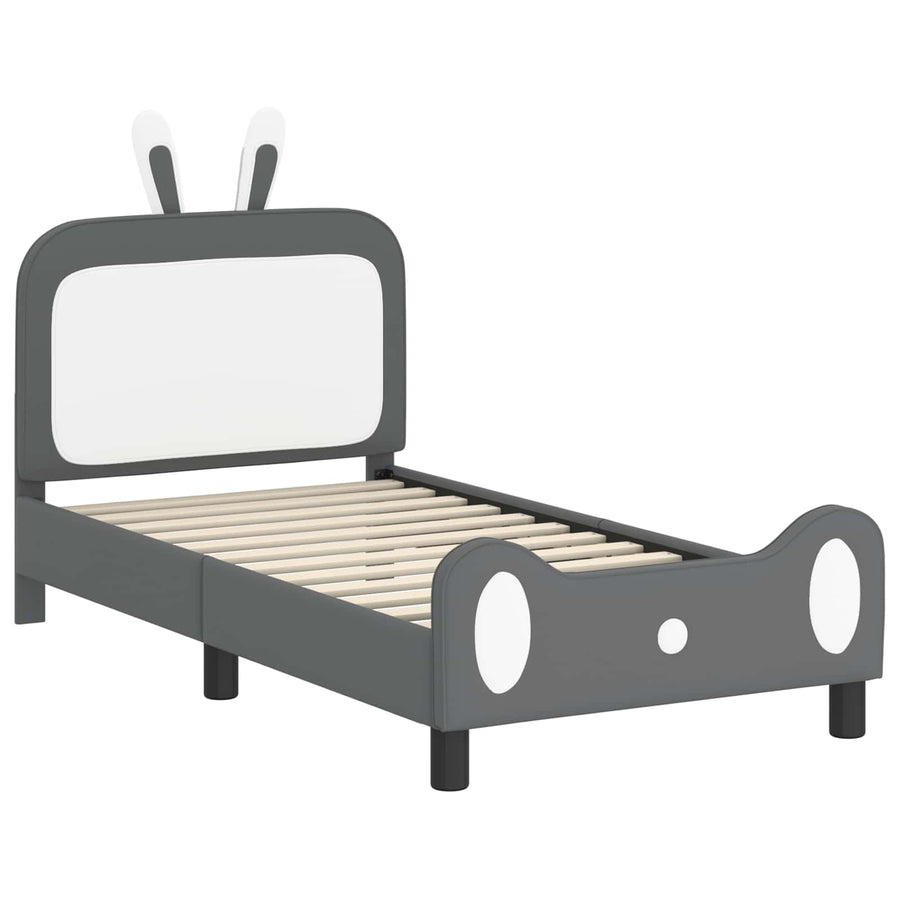 Bedframe voor kinderen met hoofdbord Lichtgrijs 80 x 160 cm PU