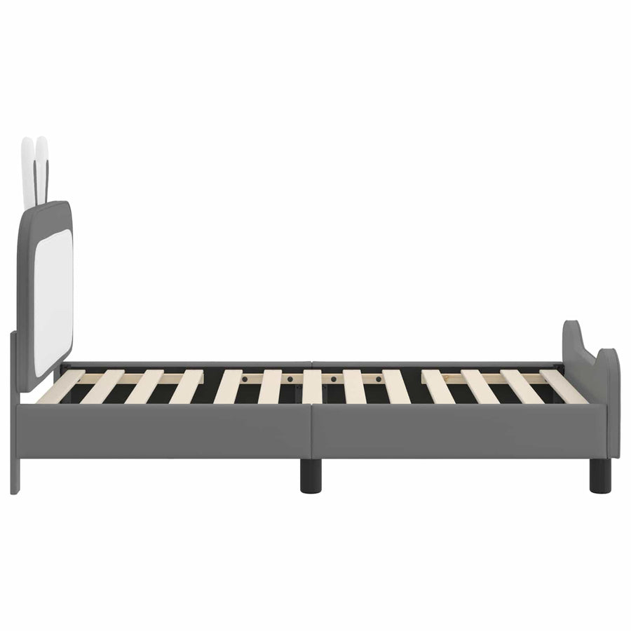 Bedframe voor kinderen met hoofdbord Lichtgrijs 80 x 160 cm PU