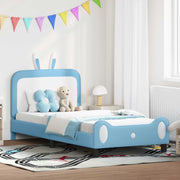 Kinderbedframe 80x200 cm blauw PU met hoofdbord