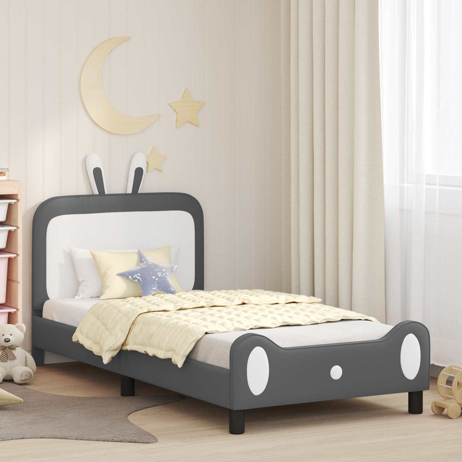Bedframe voor kinderen met hoofdbord Lichtgrijs 80 x 200 cm PU