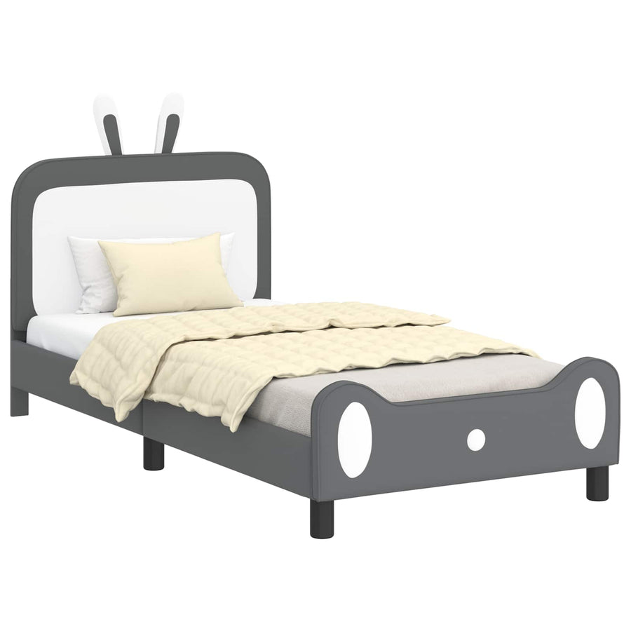 Bedframe voor kinderen met hoofdbord Lichtgrijs 80 x 200 cm PU