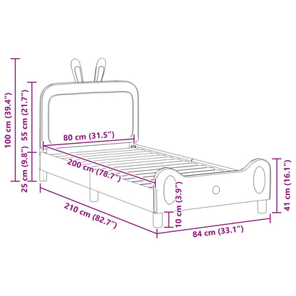 Bedframe voor kinderen met hoofdbord Lichtgrijs 80 x 200 cm PU