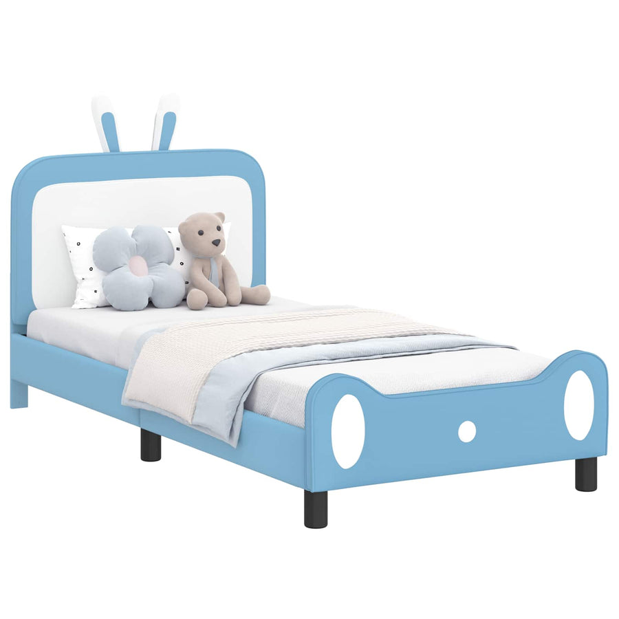 Bedframe voor kinderen met hoofdbord Blauw 90 x 190 cm PU