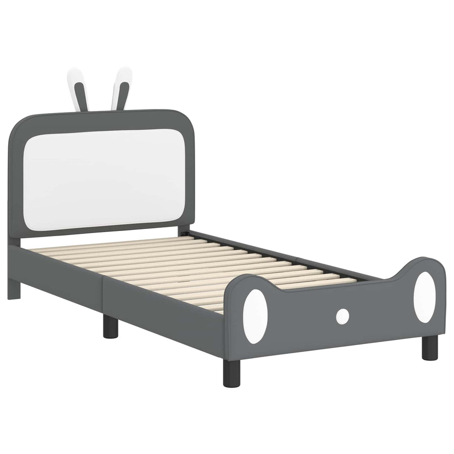 Bedframe voor kinderen met hoofdbord Lichtgrijs 90 x 190 cm PU