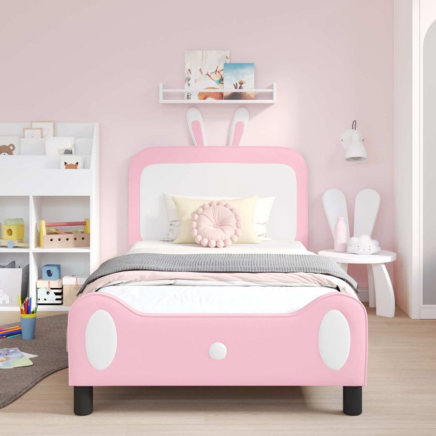 Bedframe voor kinderen met hoofdbord Roze 90 x 200 cm PU
