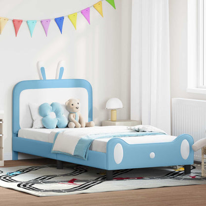 Bedframe voor kinderen met hoofdbord Blauw 90 x 200 cm PU