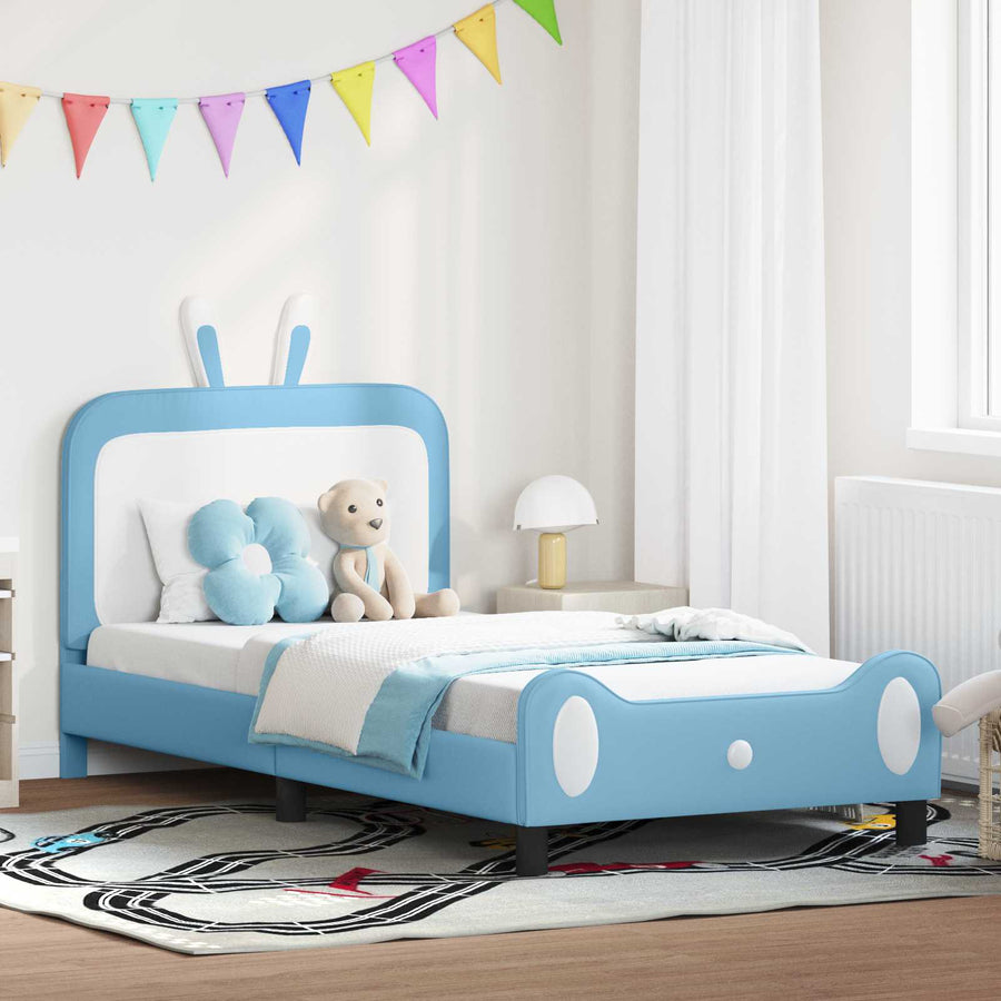 Bedframe voor kinderen met hoofdbord Blauw 90 x 200 cm PU