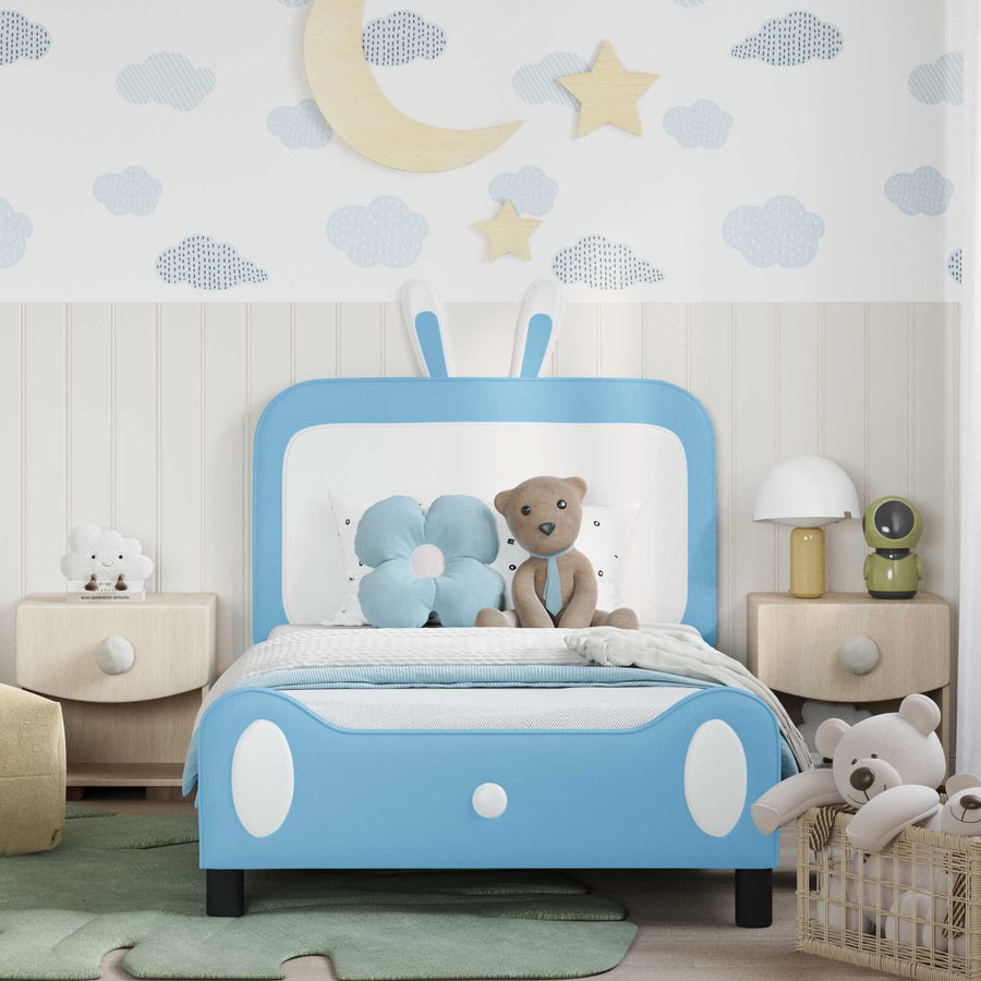 Bedframe voor kinderen met hoofdbord Blauw 90 x 200 cm PU