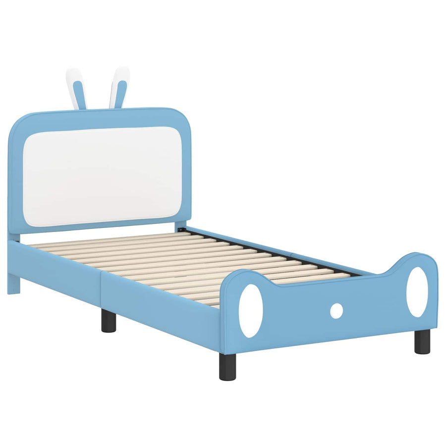 Bedframe voor kinderen met hoofdbord Blauw 90 x 200 cm PU