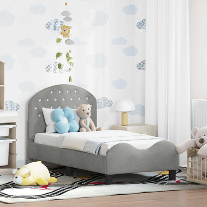 Peuterbedframe met hoofdbord Lichtgrijs 70 x 140 cm Fluweel