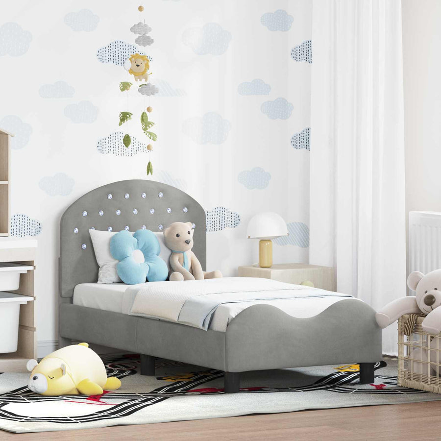 Peuterbedframe met hoofdbord Lichtgrijs 70 x 140 cm Fluweel