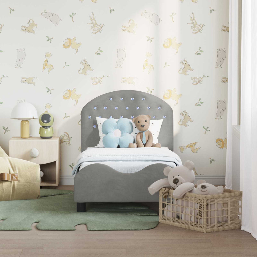 Peuterbedframe met hoofdbord Lichtgrijs 70 x 140 cm Fluweel
