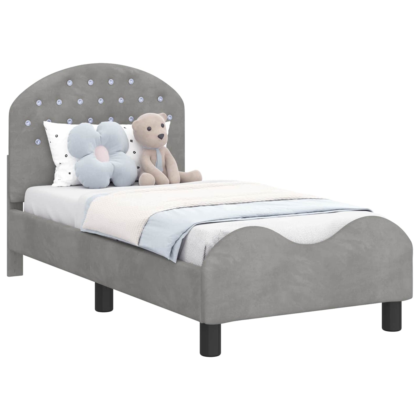 Peuterbedframe met hoofdbord Lichtgrijs 70 x 140 cm Fluweel