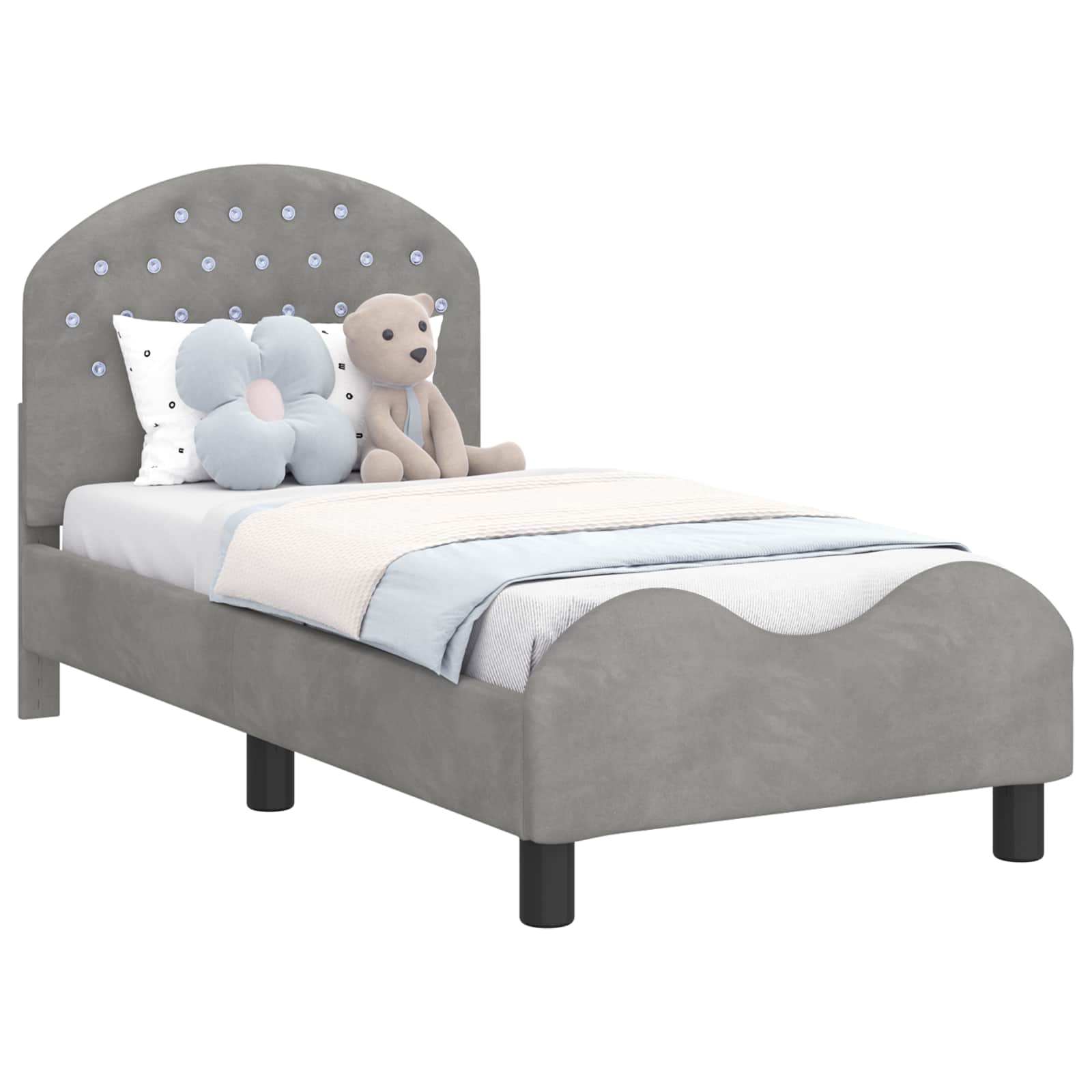 Peuterbedframe met hoofdbord Lichtgrijs 70 x 140 cm Fluweel