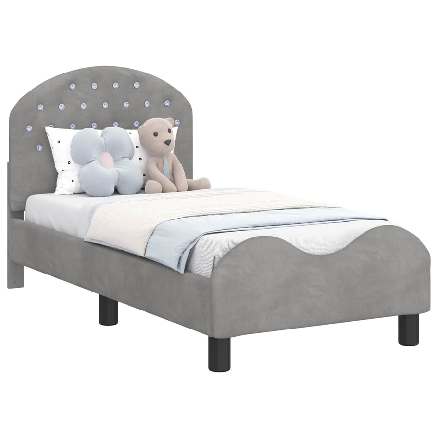 Peuterbedframe met hoofdbord Lichtgrijs 70 x 140 cm Fluweel