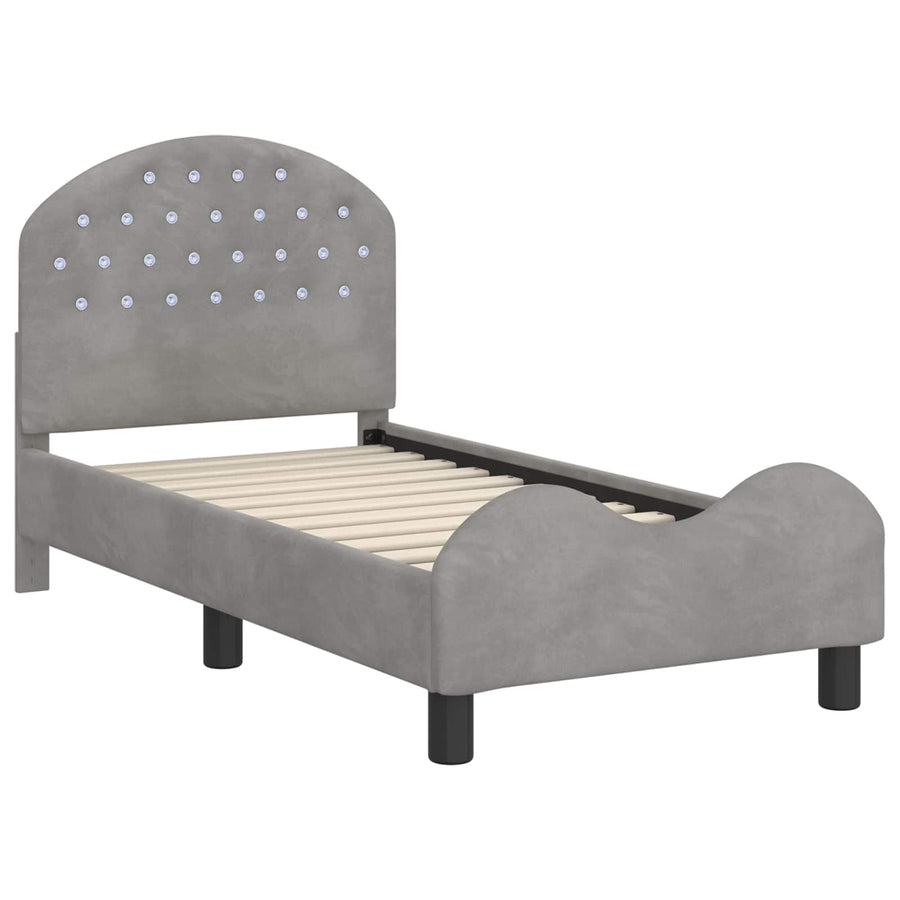 Peuterbedframe met hoofdbord Lichtgrijs 70 x 140 cm Fluweel