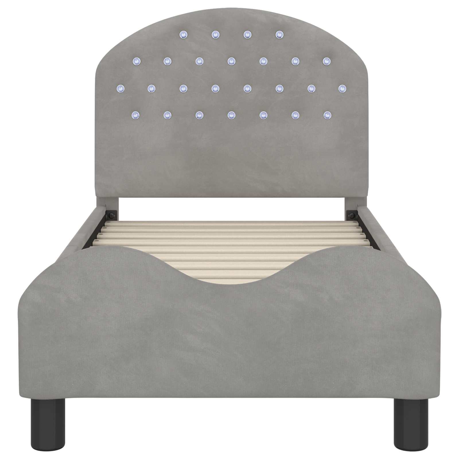 Peuterbedframe met hoofdbord Lichtgrijs 70 x 140 cm Fluweel