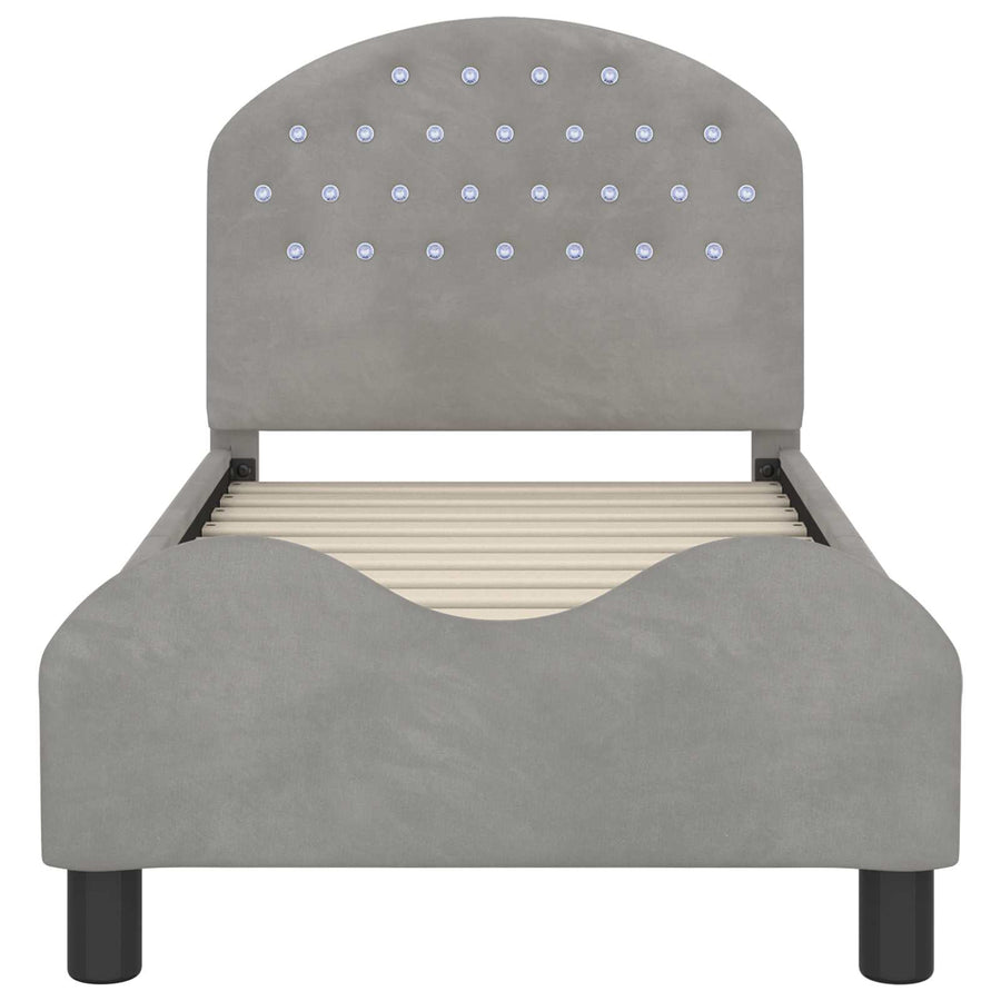 Peuterbedframe met hoofdbord Lichtgrijs 70 x 140 cm Fluweel