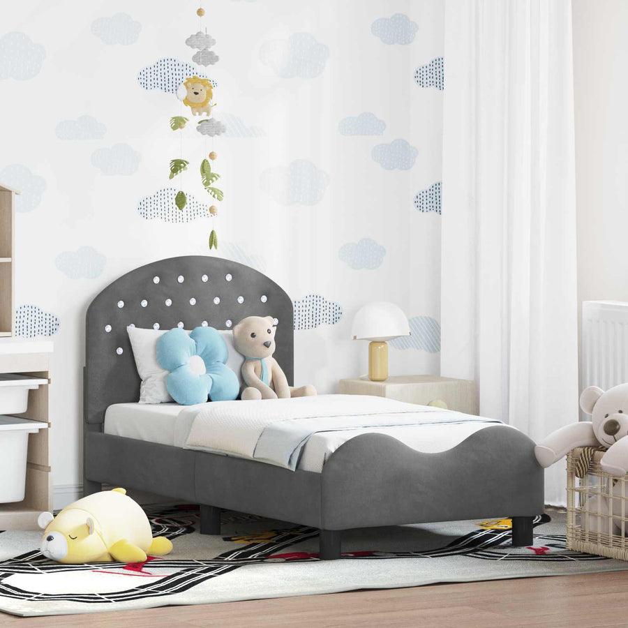 Peuterbedframe met hoofdbord Donkergrijs 70 x 140 cm Fluweel