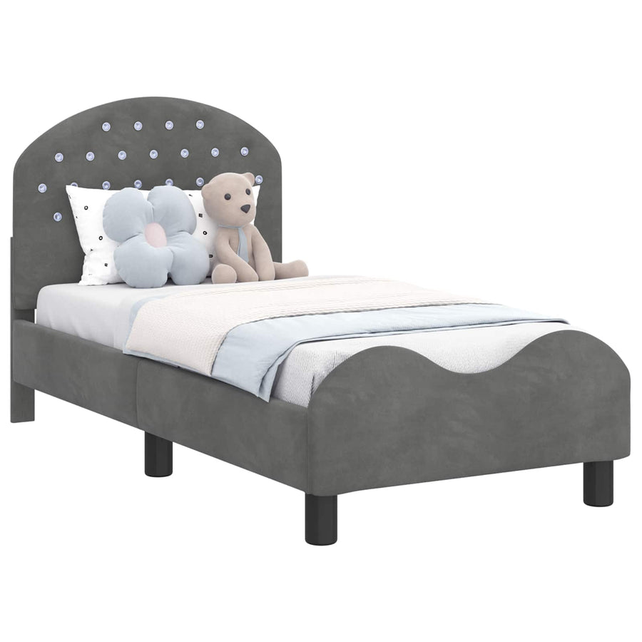 Peuterbedframe met hoofdbord Donkergrijs 70 x 140 cm Fluweel