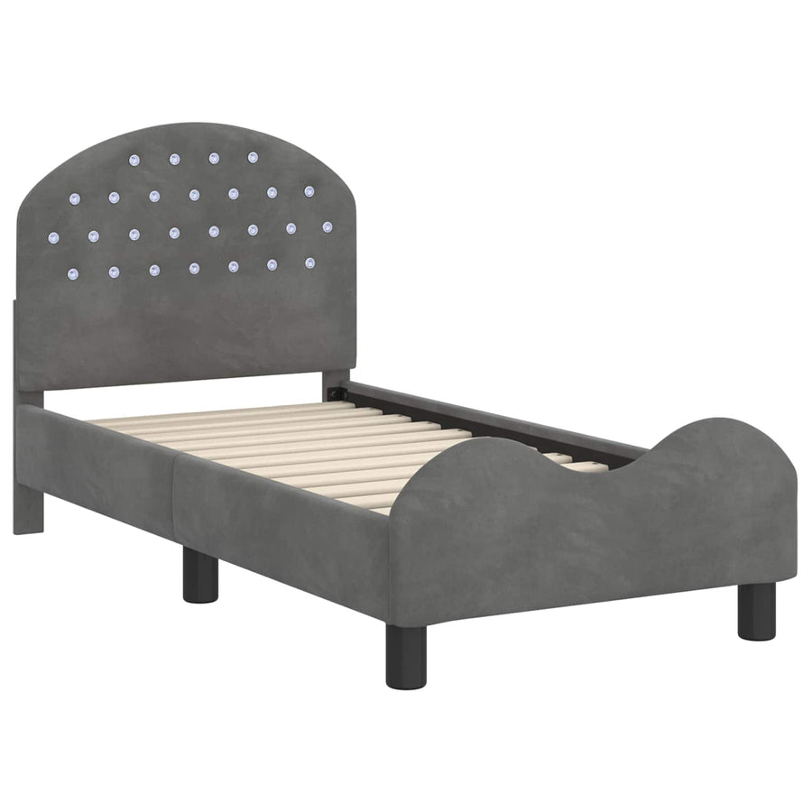Peuterbedframe met hoofdbord Donkergrijs 70 x 140 cm Fluweel