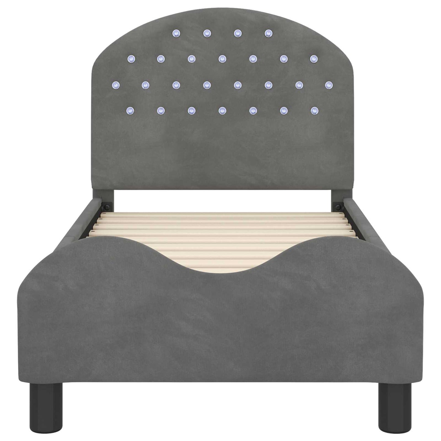 Peuterbedframe met hoofdbord Donkergrijs 70 x 140 cm Fluweel
