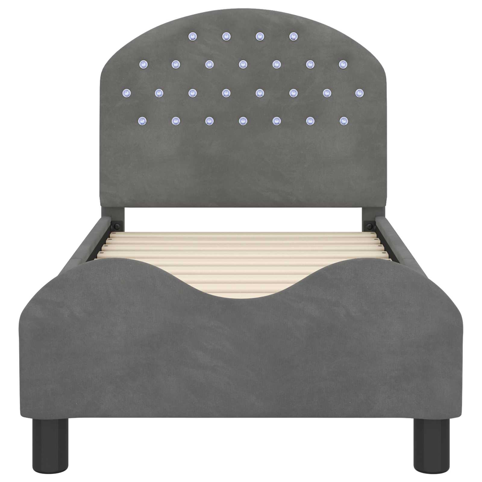 Peuterbedframe met hoofdbord Donkergrijs 70 x 140 cm Fluweel