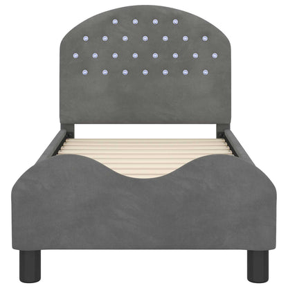 Peuterbedframe met hoofdbord Donkergrijs 70 x 140 cm Fluweel