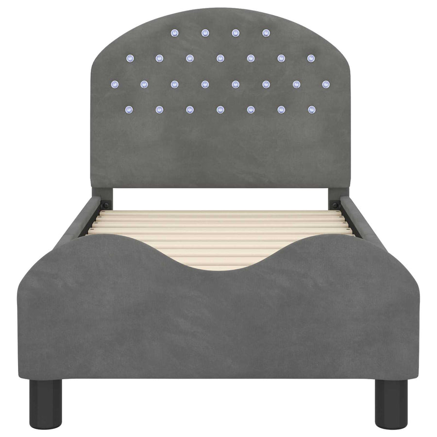 Peuterbedframe met hoofdbord Donkergrijs 70 x 140 cm Fluweel