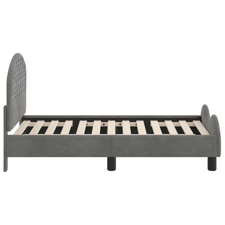 Peuterbedframe met hoofdbord Donkergrijs 70 x 140 cm Fluweel