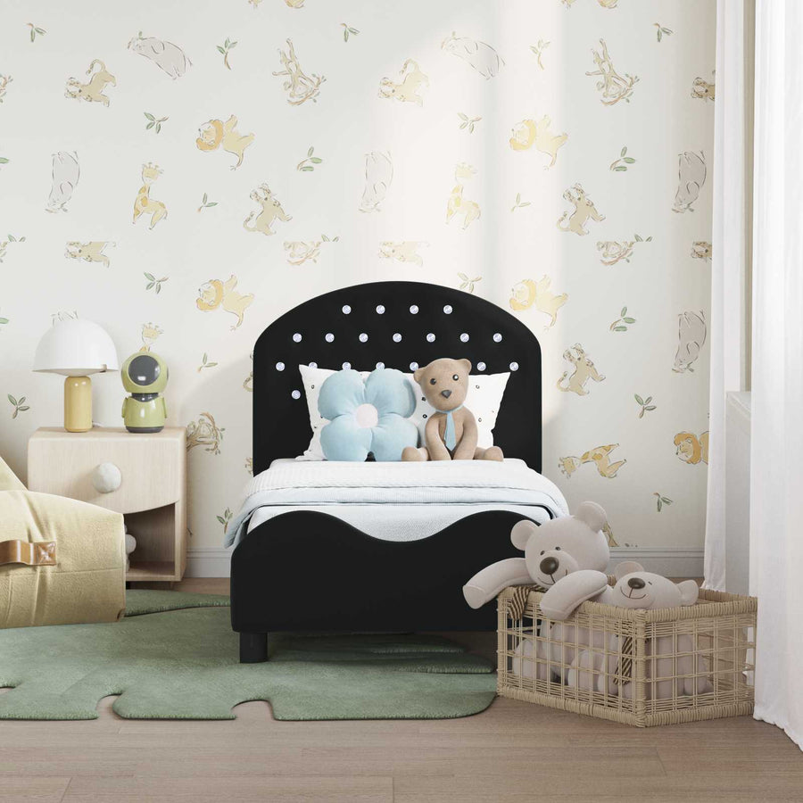 Peuterbedframe met hoofdbord Zwart 70 x 140 cm Fluweel