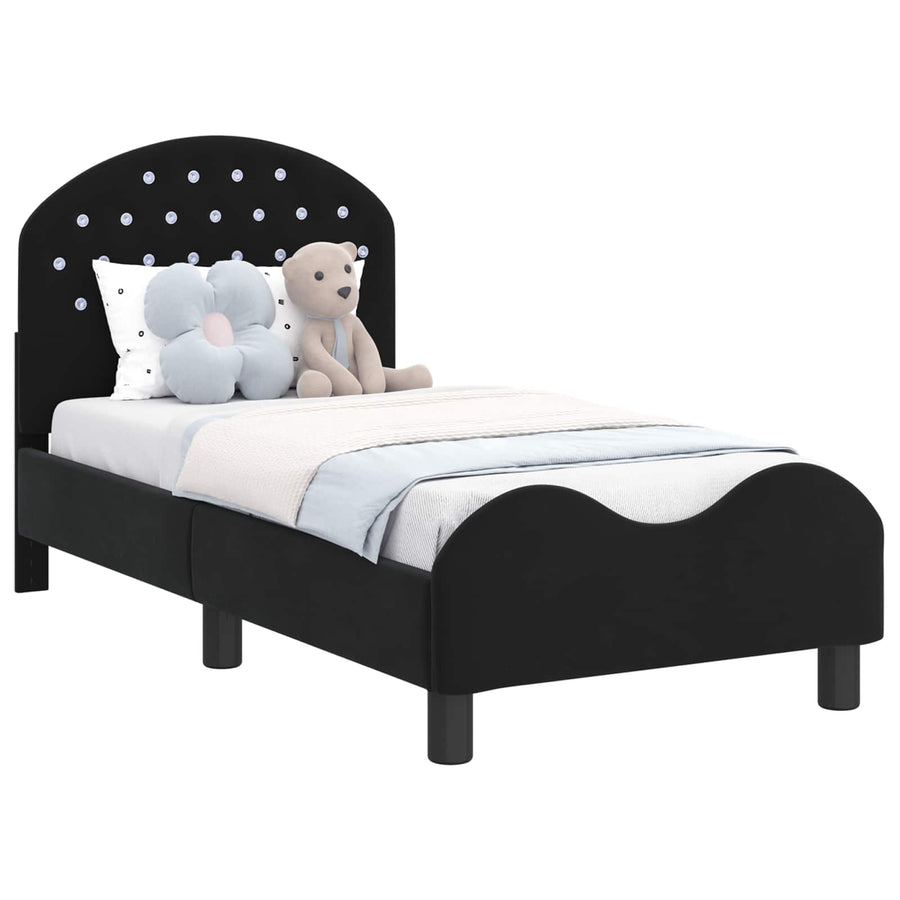 Peuterbedframe met hoofdbord Zwart 70 x 140 cm Fluweel