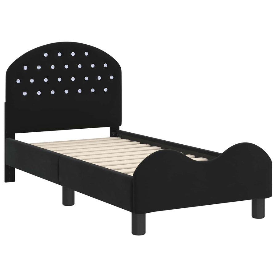 Peuterbedframe met hoofdbord Zwart 70 x 140 cm Fluweel