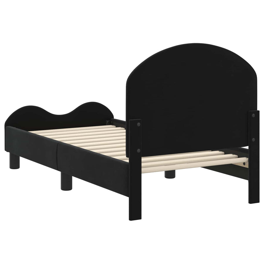 Peuterbedframe met hoofdbord Zwart 70 x 140 cm Fluweel