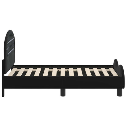 Peuterbedframe met hoofdbord Zwart 70 x 140 cm Fluweel
