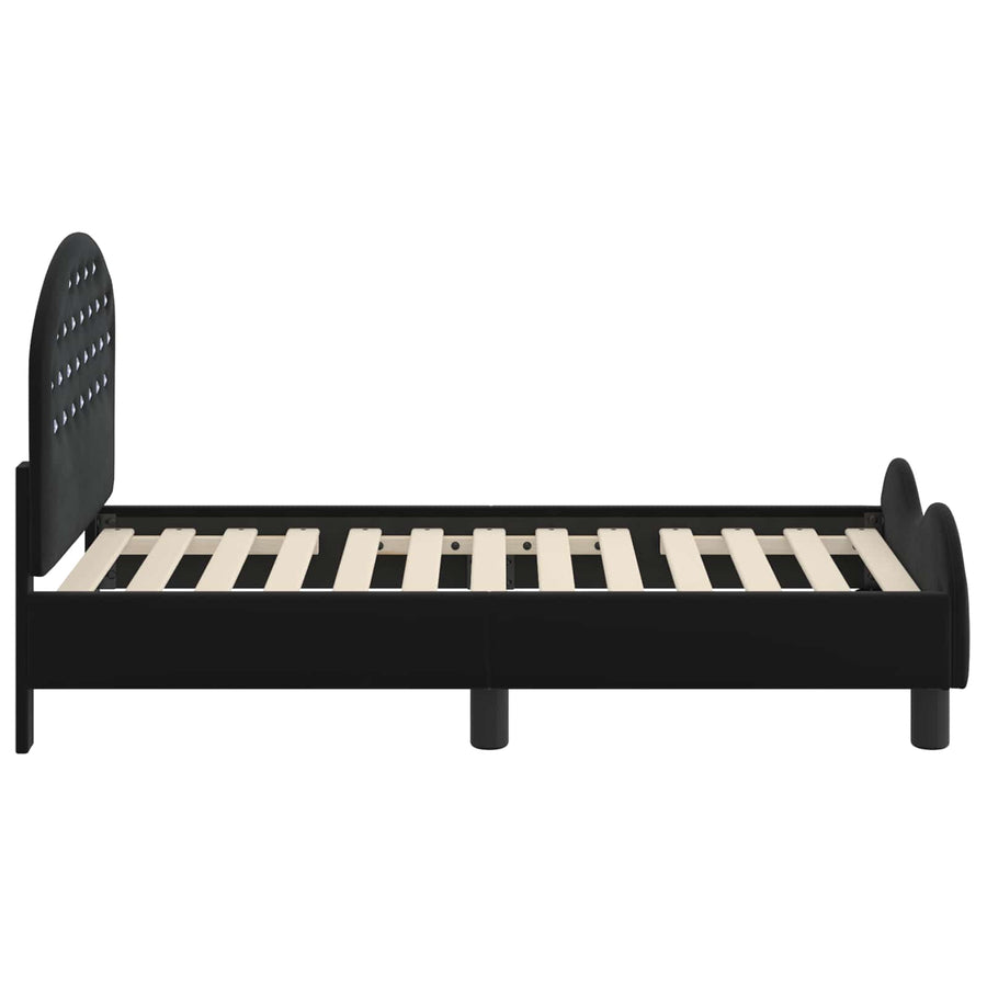 Peuterbedframe met hoofdbord Zwart 70 x 140 cm Fluweel