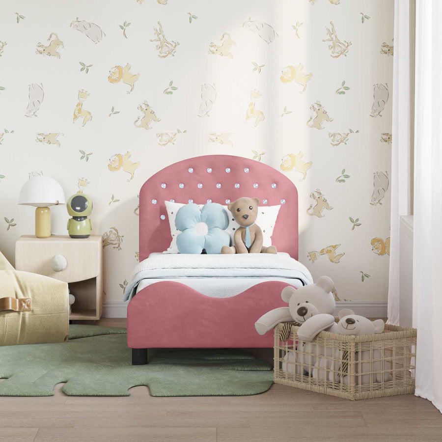 Peuterbedframe met hoofdbord Roze 70 x 140 cm Fluweel