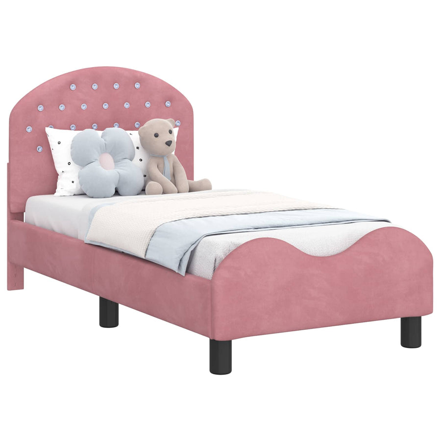 Peuterbedframe met hoofdbord Roze 70 x 140 cm Fluweel