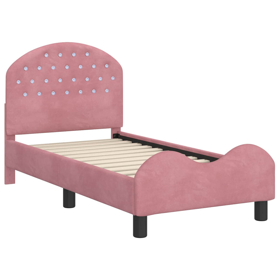 Peuterbedframe met hoofdbord Roze 70 x 140 cm Fluweel