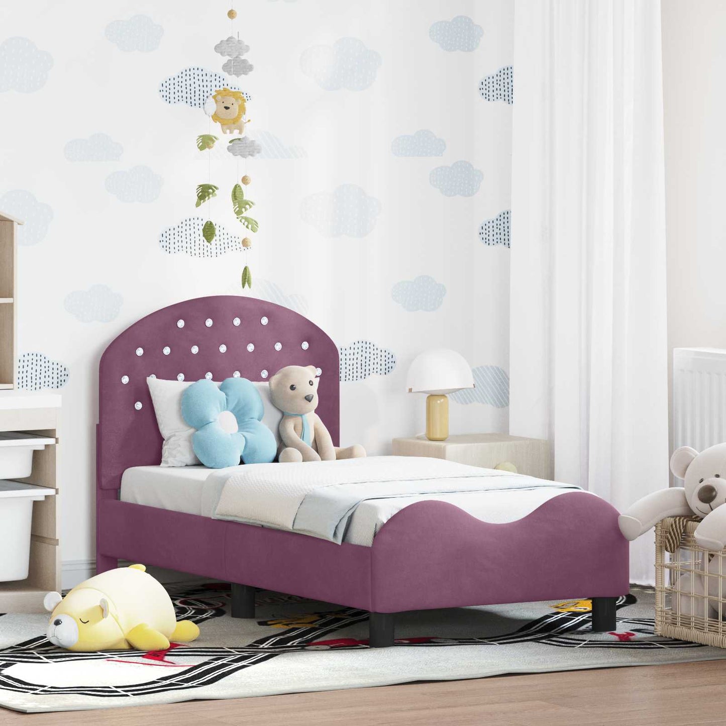Peuterbedframe met hoofdbord Paars 70 x 140 cm Fluweel
