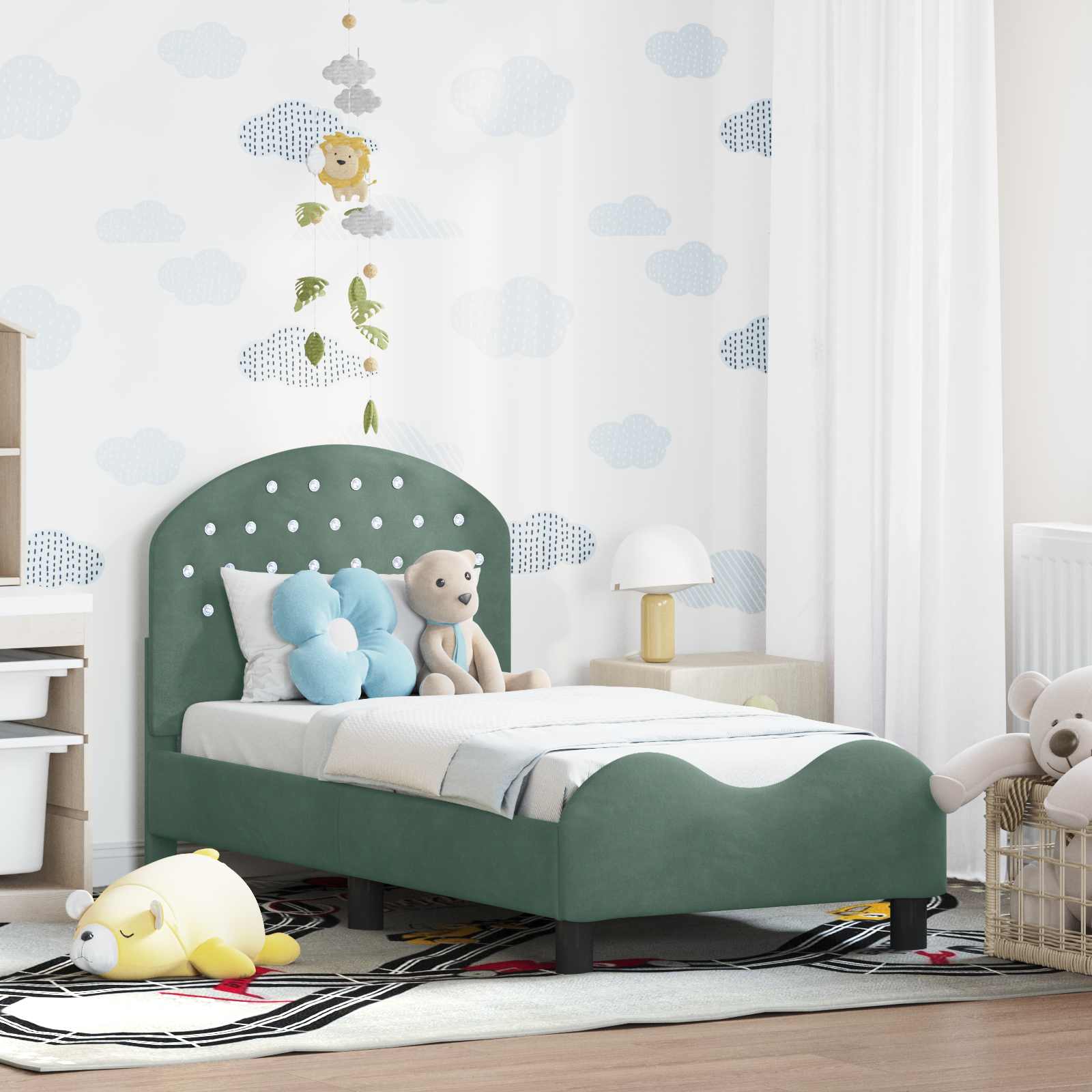 Peuterbedframe met hoofdbord Zeegroen 70 x 140 cm Fluweel