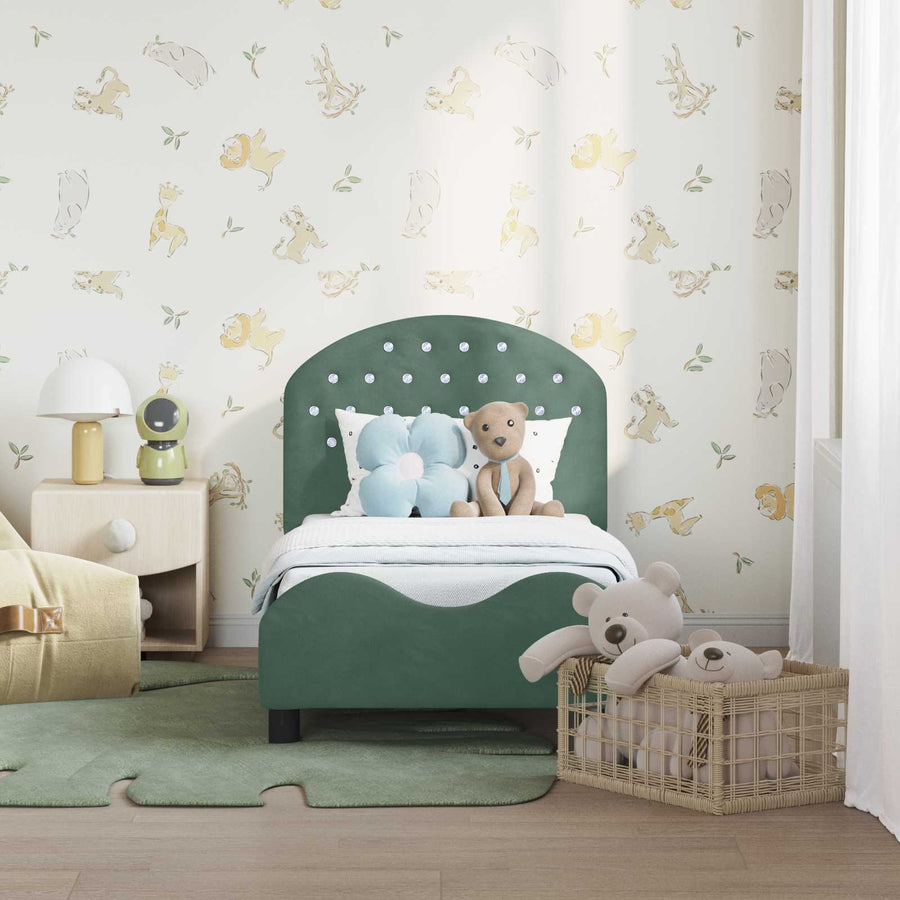 Peuterbedframe met hoofdbord Zeegroen 70 x 140 cm Fluweel