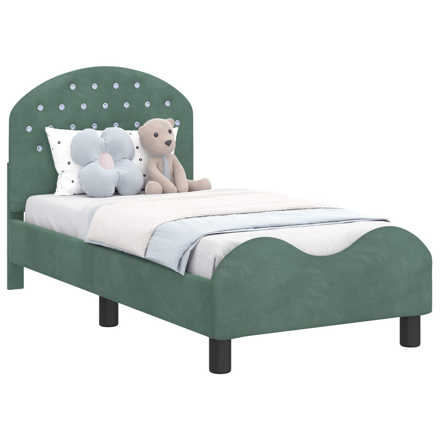 Peuterbedframe met hoofdbord Zeegroen 70 x 140 cm Fluweel