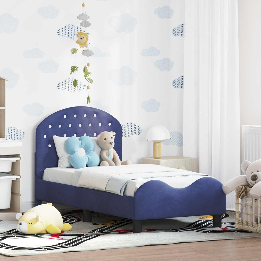 Peuterbedframe met hoofdbord Politieblauw 70 x 140 cm Fluweel
