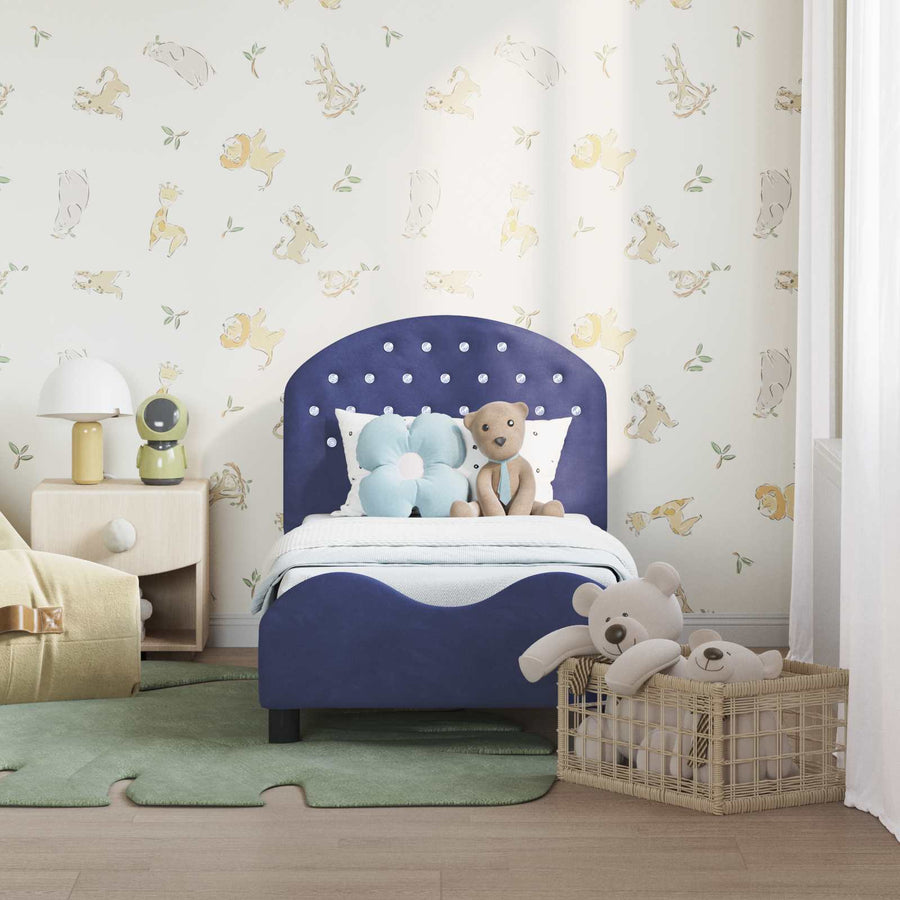 Peuterbedframe met hoofdbord Politieblauw 70 x 140 cm Fluweel