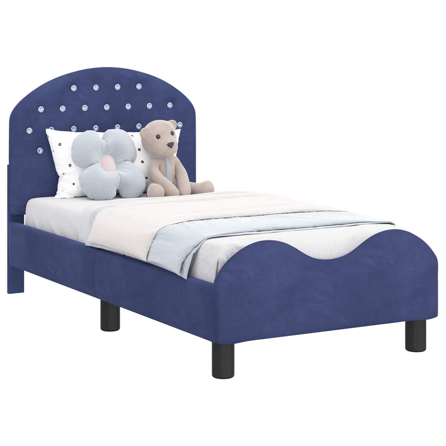 Peuterbedframe met hoofdbord Politieblauw 70 x 140 cm Fluweel