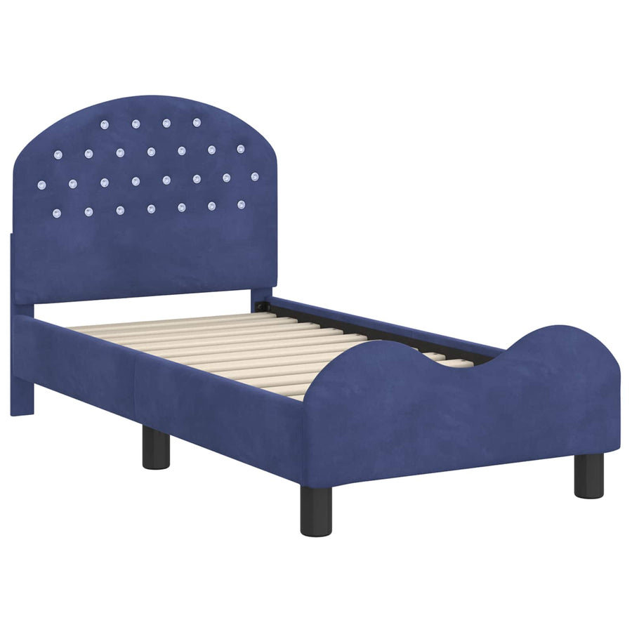Peuterbedframe met hoofdbord Politieblauw 70 x 140 cm Fluweel