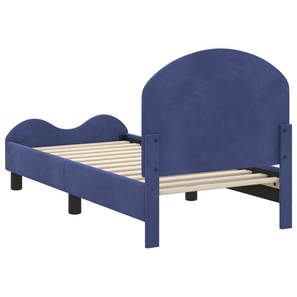 Peuterbedframe met hoofdbord Politieblauw 70 x 140 cm Fluweel
